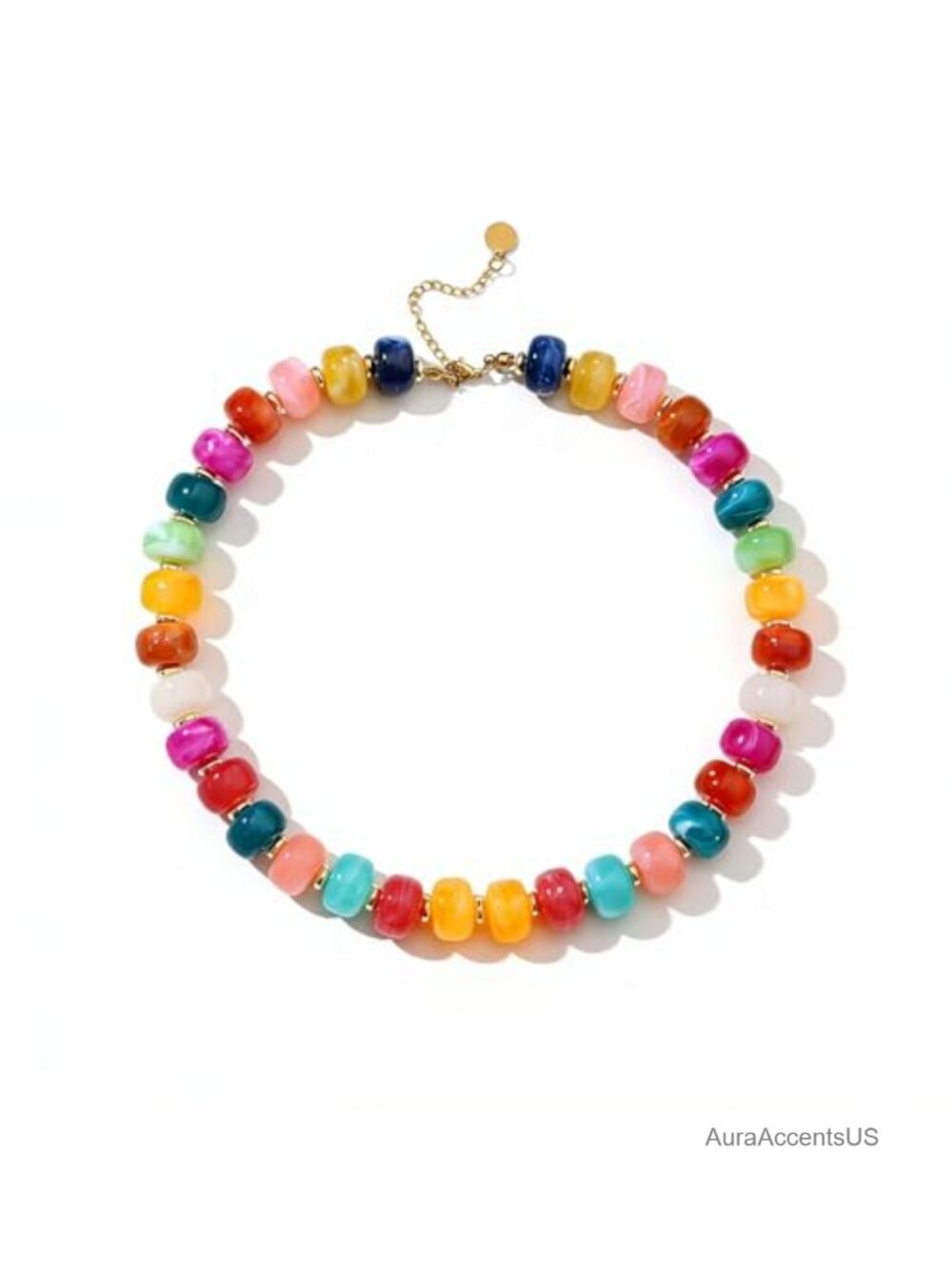Chunky Beaded Statement Necklace Handmade Boho Resin Choker